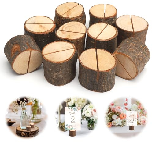TMZELOA 10 Pezzi Segnaposto Legno, Portacarte in Legno Segnaposto in Legnos Rustico Segnatavolo Matrimonio Segnapostos Legnos Forma, Segnapostos per Matrimoni Ristoranti Banchetti e Feste