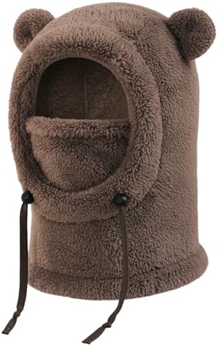 DRESHOW Cagoule Hiver Thermique pour Enfants Cagoule de Ski Polaire Coupe-vent pour Enfants avec Oreilles Mignonnes pour Garçons Filles Cyclisme Patinage Randonnée Activités de Plein Air pour 3-10 Ans