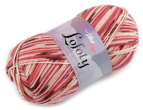 cyclingcolors Hilo de tejer para calcetines, lana cálida hygge noruega escandinava, 100 g, longitud 420 m, color rojo
