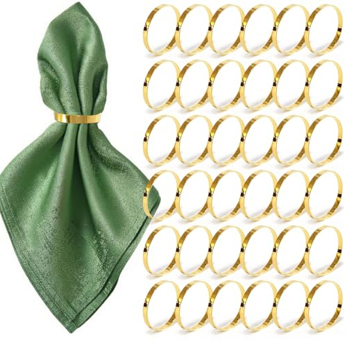 200 Pcs Gold Napkin Rings Bulk, Exquisite Round Napkin Ring Buckles, Suitable for Family Dinners, Weddings, Holiday Parties
