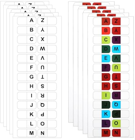 260 stycken index flikar självhäftande register A-Z 26 vita färgglada bokstäver register klibbig alfabet flik litet alfabet index flikar, sidor alfabetiska register för anteckningsböcker filer