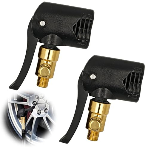 Feegela 2 Piezas Conector Rápido, Adaptadores de Válvula Multifunción para Boquillas de Inflado Neumático - Latón, Compatible con Válvulas Schrader (USA) y Presta (Francia) para Coche, Moto, B