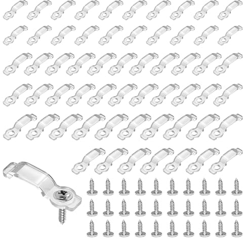 Sunyunze 200 Pièces LED Néon Montage Clips 8mm 10 mm 12 mm Attache Ruban LED Supports de Fixation Clips Bande Translucide avec 200 Vis