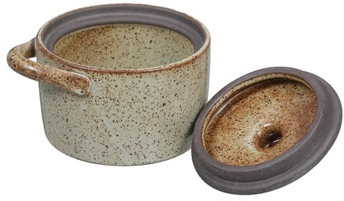 SHINEOFI Olla de Cerámica Vintage Pequeña con Tapa, Cuenco para Guiso y Sopa, Resistente al Calor, para Cocina Casera y Vapor, Utensilio de Cocina Multifuncional, Adecuado para Porciones