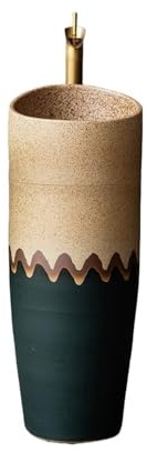Lavandino su piedistallo Lavandino da bagno in ceramica con piedistallo, rubinetto e kit di scarico, lavabo integrato for esterni