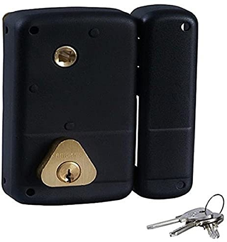 bricard 1854 cerradura de sobreponer vertical fouillot 2 entradas Cilindro 5 pasadores derecha, negro