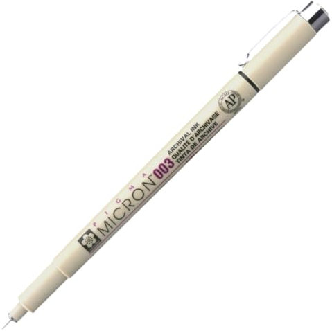 SAKURA Pigma Micron Fineliner Stift - 003 Schwarz - 0,15 mm Wasserfeste Archivtinte