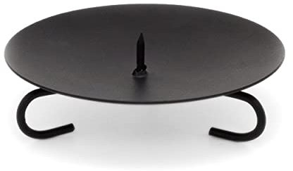 Traditional Black Metal Candle Holder Candle Plate | Pillar Candle Dish Candlestick | Round Votive Candle Holders