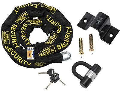 Burg-Wachter 2M Sold Secure Gold Bike Chain, Lock and Ground Anchor Kit,Black