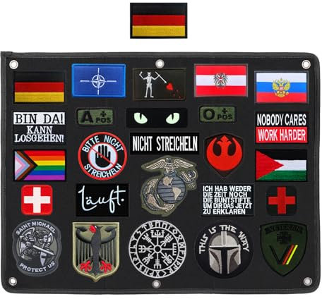 Patch Aufhänger - Patches Falten Platten- Patch Zeigt Wand - Patches Anzeigen Nylon- Mattenwand - Taktisch Militär Patch Board Organizer Inhaber Display mit Verschluss Teller und Ösen-64x46 cm