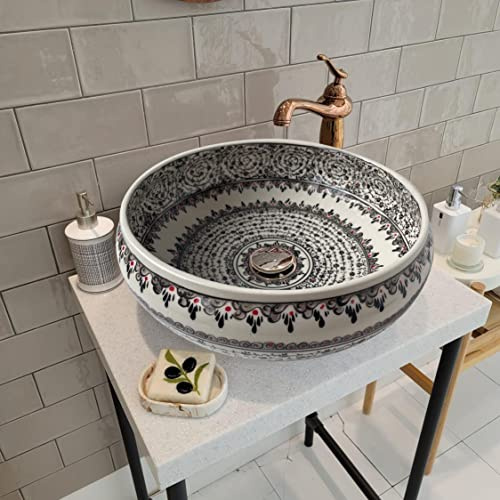 Ceramic Unique Wash Basin, Bathroom Vessel Sink Above Countertop Basin, Bowl Sink Lavatory, Bathroom Remodel, Bath Vanity Glossy Washstand-0004