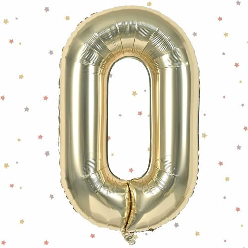 40 pouces Ballon Chiffre 0, VUCDXOP Champagne d'or Ballon Chiffre Numéro 0, 0 Number Ballon Age Gonflable Anniversaire, hélium ballon chiffre 0,ballons de numéro, décoration de mariage