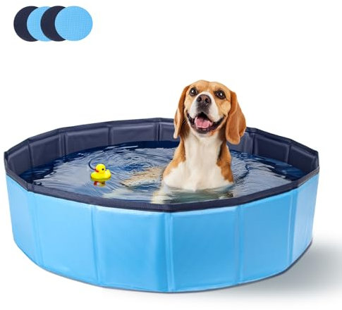 Nobleza Hundepool für Große & Kleine Hunde, Faltbarer Hunde Planschbecken, Stabile Hundebadewanne, Swimmingpool für Katzen, 120 * 30cm, M, Blau