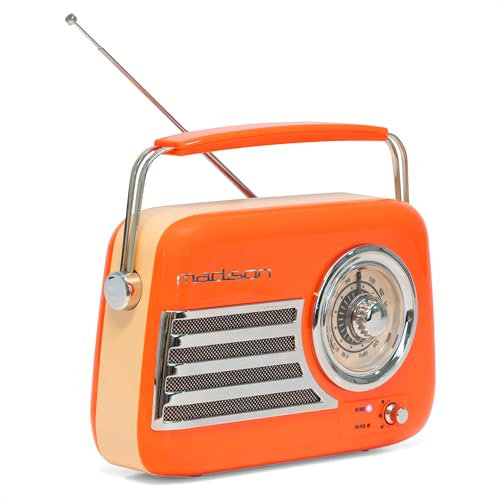 Madison - FREESOUND-VR40OR - Vintage-Radio 30W mit langem Akku - Bluetooth, USB & FM - Orange - Vintage, Nostalgie, Retro