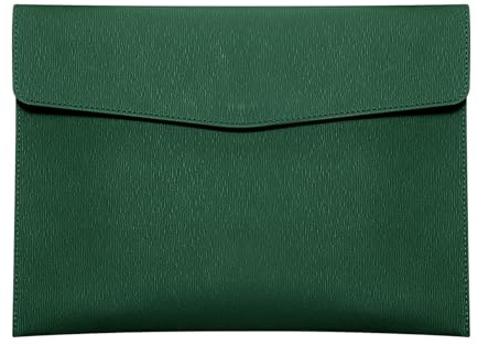 Skyzone A4 Document Folder Wallet, PU Leather Travel Document Holder Organizer, Waterproof File Folder with Snap Closure, Multifunctional File Envelope Portfolio Storage Case (Green)