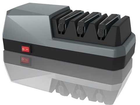 CATCHLUCK Affilacoltelli elettrico professionale da cucina con 3 livelli e disco diamantato, automatico per tutti i tipi di coltelli