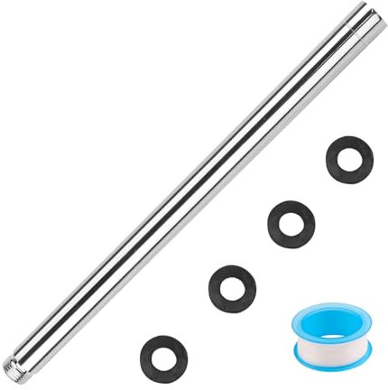 DXLing Alcachofa de ducha con brazo alargador de 30 cm, tubo de extensión de ducha G1/2 pulgadas, rosca de acero inoxidable, barra de ducha recta para baño