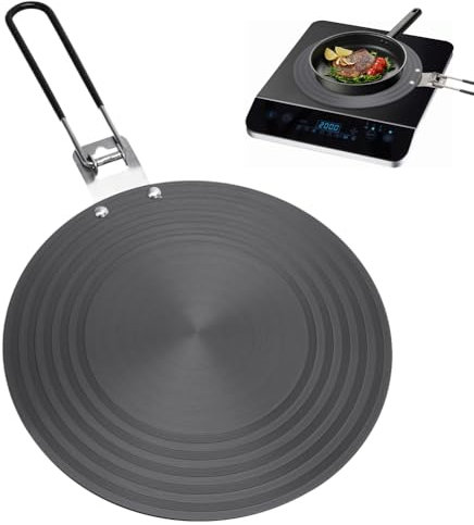 RANJIMA Piastra adattatore a induzione, 24 cm, adattatore a induzione per fornelli a induzione con manico singolo, piastra adattatore a induzione, piastra diffusore di calore, adatta per fornelli a