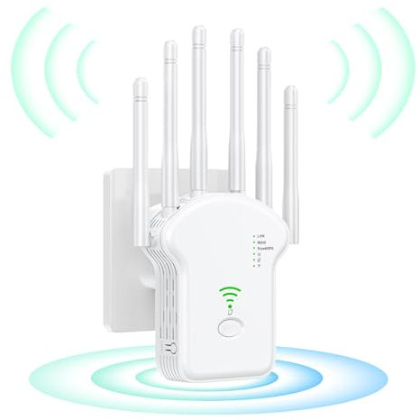 2025 Newest WiFi Extender Booster, 300Mbps WiFi Booster Range Extender,WiFi Repeater with Ethernet Port,6 *Antennas Wireless Internet Repeater Greater Coverage, Home Internet Booster, 1-Key Setup