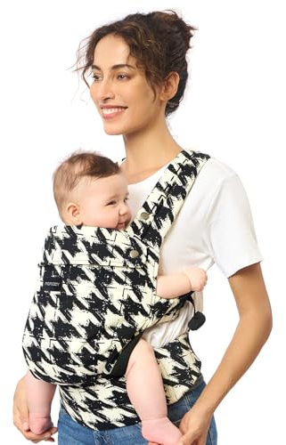 Momcozy bärsele – babybärare för småbarn – utan insatser – ergonomisk M-bärare – X-rygg – lätt och ventilerande, rutigt mönster