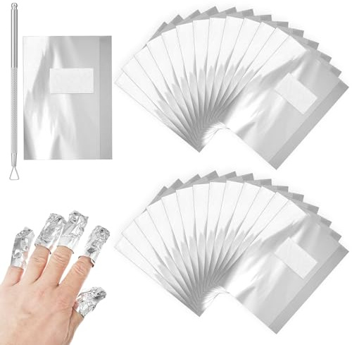 200pcs Nail Polish Remover Pads Aluminium Soak Off Foils Cotton Pads Nail Foil Wraps with Scraper Gel Nails Polish Wraps Removal Tools for Acrylic/UV/Gel