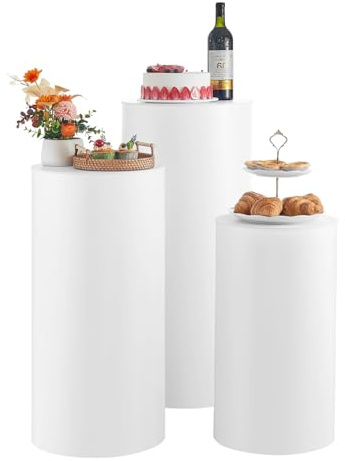 VEVOR Soporte Floral para Bodas, 3 Piezas, Pedestal Cilíndrico Redondo de 60/75/90 cm, con Tapa de PVC, Ideal para Bodas, Fiestas, Cumpleaños y Decoración Artística, Soporta hasta 15 kg
