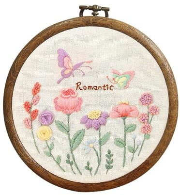 JBTBIHIG Stickset för nybörjare korsstygnsset, liten blomram, starthobbyset för vuxna (#1)