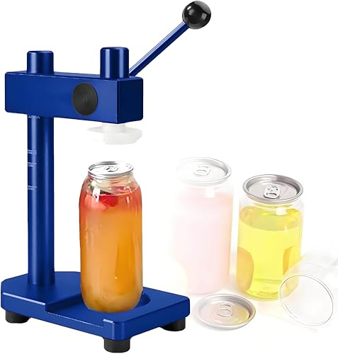 Konserveringsmaskin, Flaskförslutningsmaskin, Kommersiell Burkförslutningsmaskin, Lätt Flygplansaluminium, Behållare 250-700 Ml, Med Volymmätning, För Burkar Med En Höjd Av 91-168mm Blue