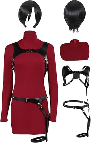 Taeyue Costume de cosplay, sexy, en tricot, rouge, pour Halloween, carnaval, fête