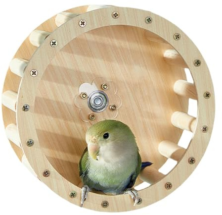 Träningsleksaker för fåglar – papegoja övningshjul interaktiv roterande leksak | Löparhjul i trä | Interaktiv intelligens tillväxt underhållningsmaterial för nymfparakiter lovebird undulater