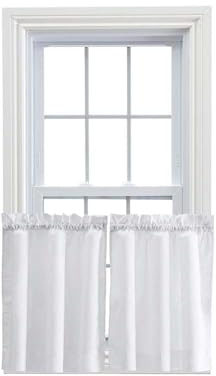 Ellis Curtain Stacey Sheer 56-by-30 Inch Tailored Tier Pair Curtains, White, 56x30