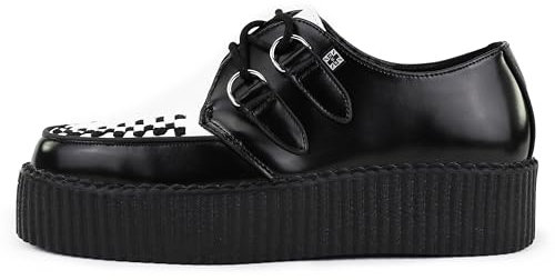 T.U.K Leather Viva High Creeper - Scarpe da Uomo e Donna - Colore Pelle Bianco e Nero - Taglia EU36