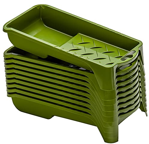 Colorus Farbwanne 10er Set – 10x22 cm für Lackwalzen bis 6 cm – Mini Lackierwanne aus Kunststoff mit Ausgussnase & Skala – wiederverwendbar & lösemittelbeständig