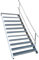 11 Stufen Stahltreppe mit einseitigem Geländer/Breite 70cm Geschosshöhe 165-220cm / Robuste Außentreppe/Wangentreppe/Stabile Industrietreppe für den Außenbereich/Inklusive Zubehör