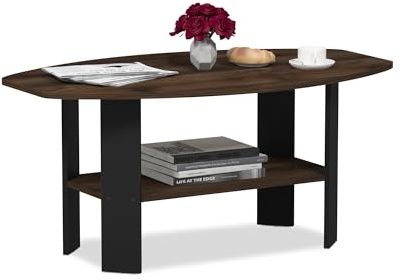 Furinno Simple Design Tavolini, Legno Composito, Columbia Noce/Nero, 54.61 x 54.61 x 41.28 cm