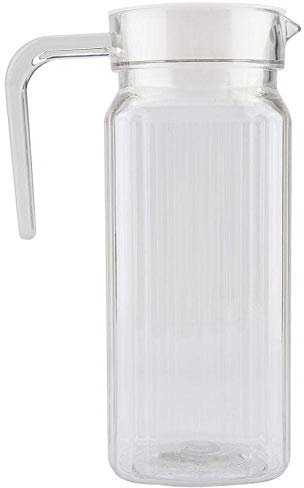 Pichet à Boissons en Acrylique, Réfrigérateur Carafe en Plastique Frigo Pichet avec Couvercle en Blanc et Poignée Carafe à eau pour Eau Thé Glacé/vin/café/lait/jus Carafe de Boisson(800 Ml) ﻿