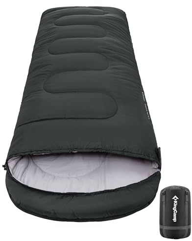 KingCamp Schlafsack Winter Outdoor Warmer Deckenschlafsack Tragbar Leicht 3-4 Jahreszeiten Camping Schlafsack für Kinder & Erwachsenen beim Camping Trekking 1.9 KG Schwarz