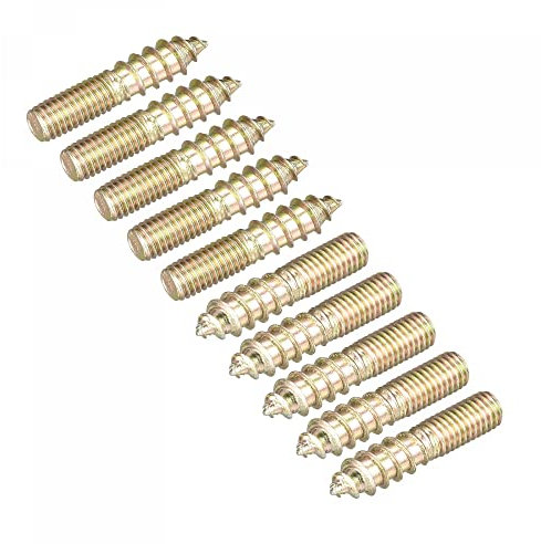 sourcing map M5x25mm Vis Double Filetage Boulon 12pcs Double Extrémité Cheville pour Bois Meuble