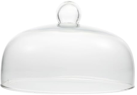 UPKOCH 23cm Glass Cake Dome with Handles, Clear Cloche Cover for Dessert Display & Cheese Platters, Reusable Food Protector for Party/Afternoon Tea (23x15.5cm)