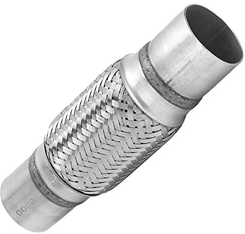 Tuyau Flexible D'échappement Double tressé en Acier Inoxydable 57x250mm pour Voiture OffRoad Adaptateur d'échappement Tuyauterie Soufflet d'échappement double tressé