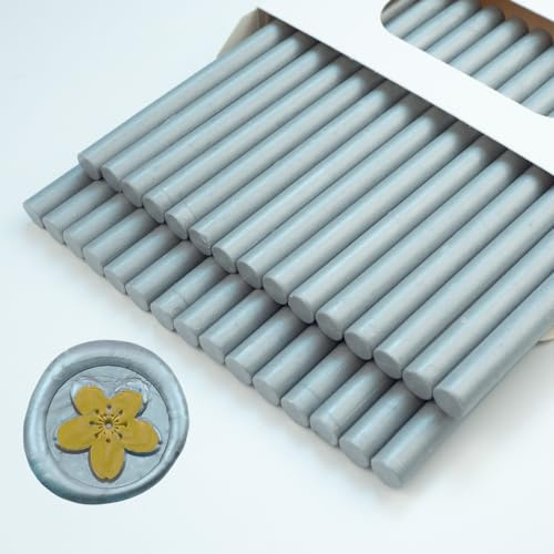 Ioggtser Mini limpistol vaxförseglingspinne, 30 st silver, högkvalitativt sigillvax, perfekt för bröllopsinbjudningar, vykort, dekoration kuvert, presentförpackningar, gör-det-själv-projekt