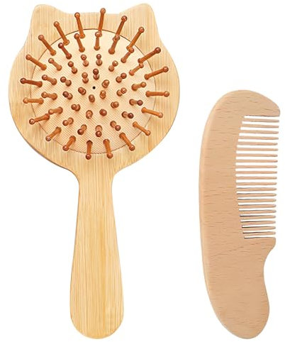 Spazzola Bamboo Bambini, Spazzola Bambina Mini Districante Bambù per Capelli