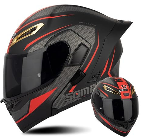 Kcolic Casque De Moto Modulaire Intégré Rabattable Intégral Ouvrable avec Casques À Double Visière pour Femmes Ou Hommes Certification ECE Casque Scooter Jet Rabattable Casque Modulaire E,S=55-56CM