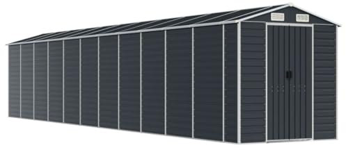 vidaXL Trädgårdsskjul antracit 191x980x198 cm galvaniserat stål, verktygsbod, verktygsskjul, bod, verktygsbodar, skjul, bodar, vedbod, vedbodar