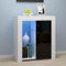 Panana Sideboard mit LED Beleuchtung Hochglanz Wohnzimmer, LED Kommode (12 Farben können eingestellt Werden), Wohnzimmermöbel Wohnzimmerschrank Standschrank B75xH83xT35cm (Weiß+Schwarz)