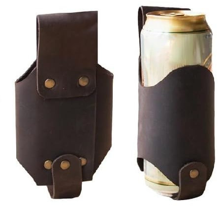 HUNYA 2 Stücks Bierholster, Bier Holster PU Leder, Bierhalter Gürtel Bierflaschenhalter, Bierhalterholster Aus Pu-Leder, Bierholster Zum Befestigen Am Gürtel, Vatertagsgeschenke Für Männer