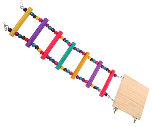 WOONEKY Papageien Spielzeug Holzleiter Mit Plattform Kletterspielzeug Für Vögel Trainingsleiter Für Sittiche Sicherer Kletterspaß Für Kleine Papageien Und Wellensittiche