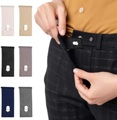 JJUNW 6 stycken byxknappsförlängning, byxförlängning för kostymbyxor byxor förlängare med metallkrok 8,5 x 3,5 cm knappförlängning för byxor kjolar mammabyxor
