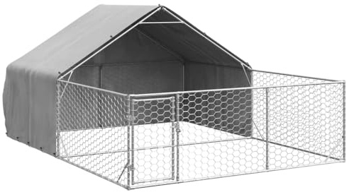 vidaXL Niche d'extérieur pour Chien enclos 4x3x1,9 m Acier galvanisé, Cage de Chien d'extérieur, Grande Cage de Chien, Niche de Chien Couverte