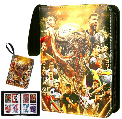 Football Figurine Album, 50 Pages, Capacity 400 Cards, Football Collectible Card Album, Collectible Folder Album, Collectible Cards with Zip